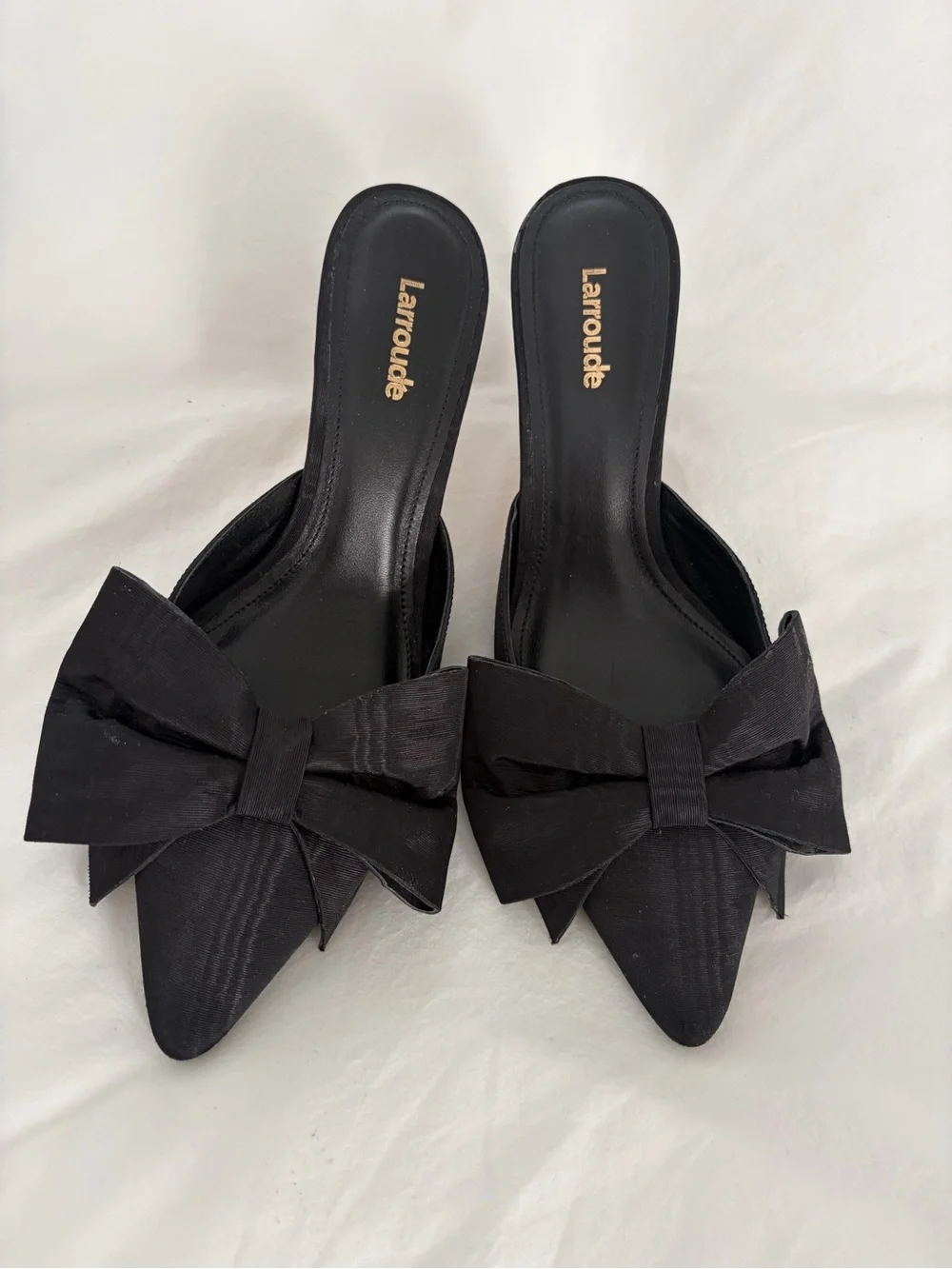 Black Bow Pointed-Toe Mule
